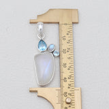 Rainbow Moonstone & Topaz Silver Pendants