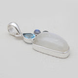 Rainbow Moonstone & Topaz Silver Pendants