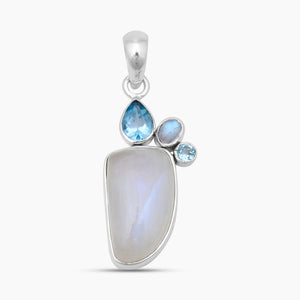 Rainbow Moonstone & Topaz Silver Pendants