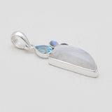 Rainbow Moonstone & Topaz Silver Pendants