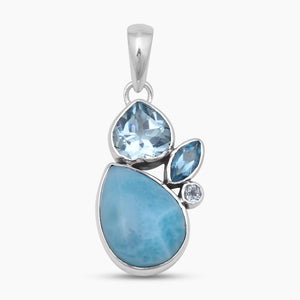 Larimar & Topaz Silver Designer Pendants