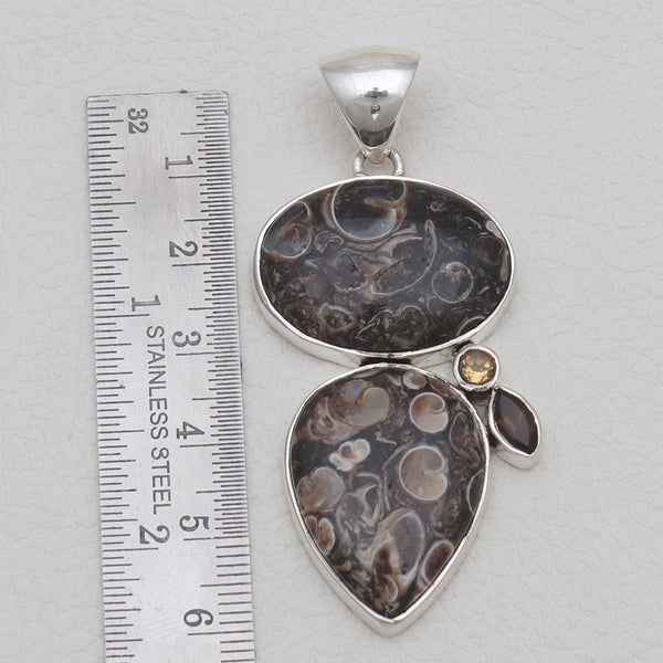 925 Silver Turritella Agate Pendants