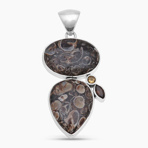 925 Silver Turritella Agate Pendants