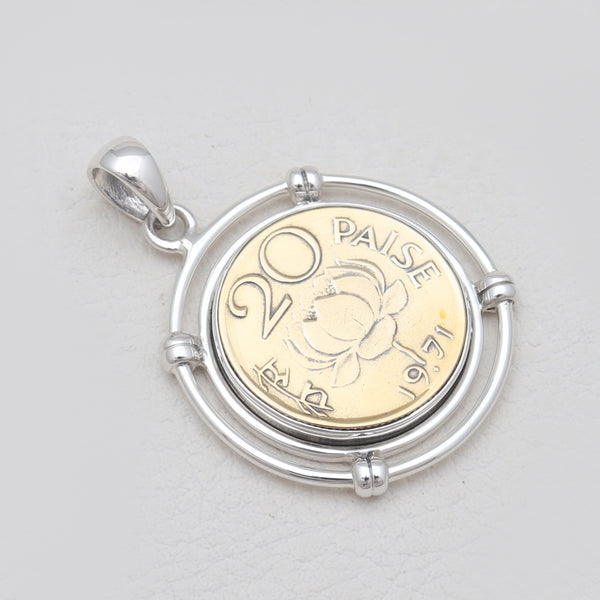 925 Sterling Silver Indian Coin Pendants