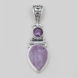 Rainbow Moonstone & Blue Topaz Silver Pendants