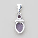 Rainbow Moonstone & Blue Topaz Silver Pendants