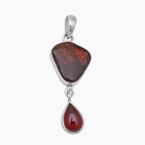 Ammolite & Hessonite Silver Pendants