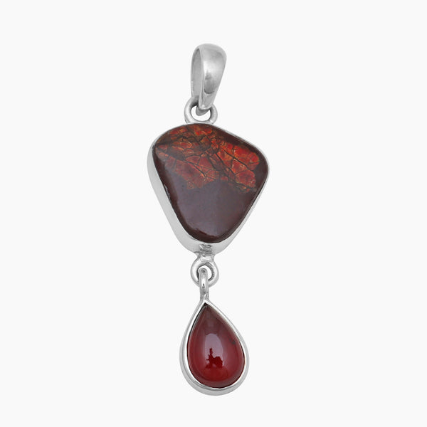 Ammolite & Hessonite Silver Pendants