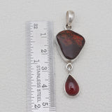 Ammolite & Hessonite Silver Pendants