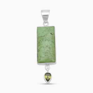 Gaspeite & Peridot Silver Pendants