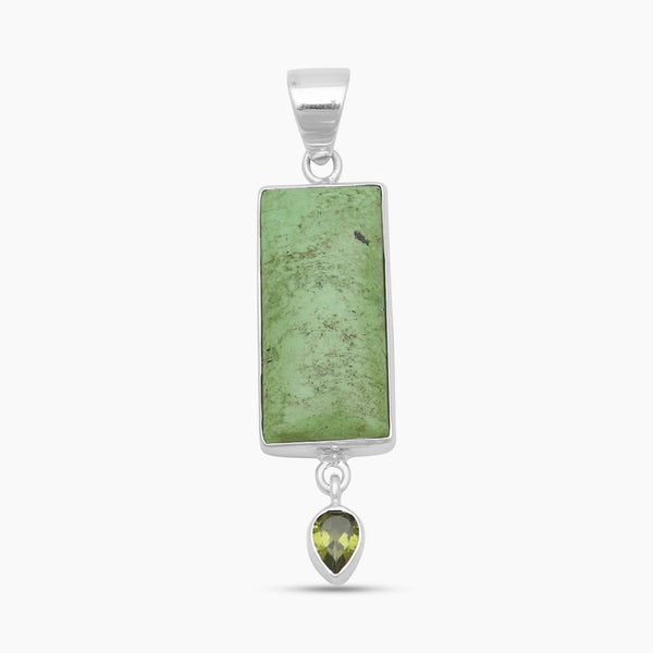 Gaspeite & Peridot Silver Pendants