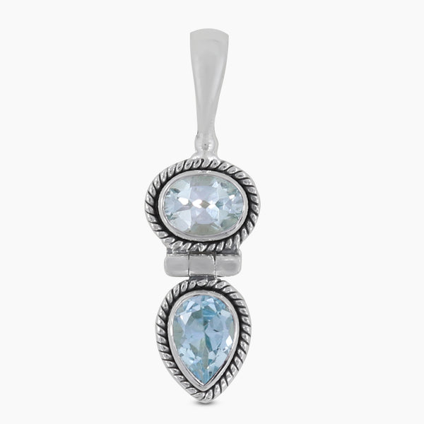 925 Sterling Silver Blue Topaz Pendants
