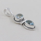 Blue Topaz Gemstone 925 Sterling Silver Pendant