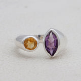 Amethyst and Citrine 925 Sterling Silver Ring