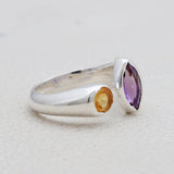 Amethyst and Citrine 925 Sterling Silver Ring