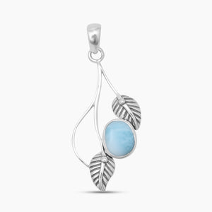 925 Sterling Silver Larimar Leaf Pendants