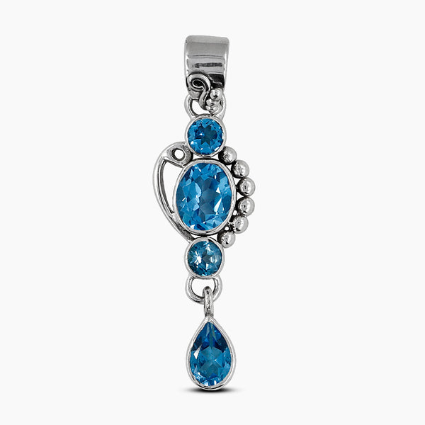 925 Sterling Silver Blue Topaz Pendants