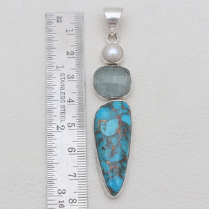 Blue Copper Turquoise Silver Pendants