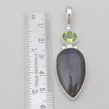 Labradorite & Peridot Silver Pendants