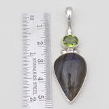 Labradorite & Peridot Silver Pendants