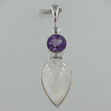 Rainbow Moonstone & Amethyst Silver Pendants
