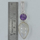 Rainbow Moonstone & Amethyst Silver Pendants