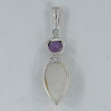 Rainbow Moonstone & Amethyst Silver Pendants
