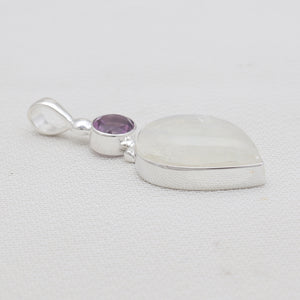 Rainbow Moonstone & Amethyst Silver Pendants