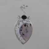 Dendritic Opal & Black Onyx Silver Pendants