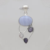 925 Sterling Silver Blue Lace Agate Pendants