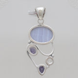 925 Sterling Silver Blue Lace Agate Pendants
