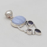 925 Sterling Silver Blue Lace Agate Pendants