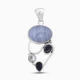 925 Sterling Silver Blue Lace Agate Pendants