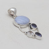 925 Sterling Silver Blue Lace Agate Pendants