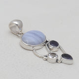 925 Sterling Silver Blue Lace Agate Pendants