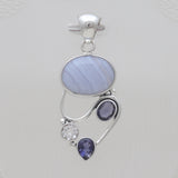 925 Sterling Silver Blue Lace Agate Pendants