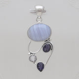 925 Sterling Silver Blue Lace Agate Pendants