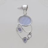925 Sterling Silver Blue Lace Agate Pendants