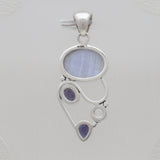 925 Sterling Silver Blue Lace Agate Pendants