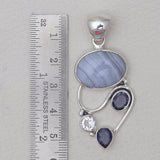 925 Sterling Silver Blue Lace Agate Pendants
