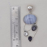 925 Sterling Silver Blue Lace Agate Pendants