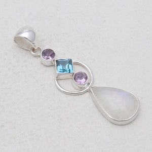 Rainbow Moonstone Silver Pendants