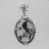 925 Sterling Silver Green Moss Agate Pendants