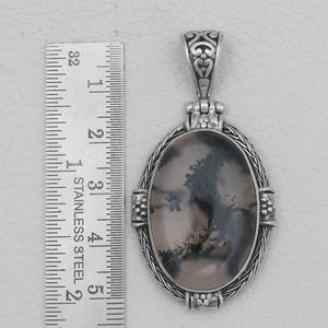 925 Sterling Silver Green Moss Agate Pendants