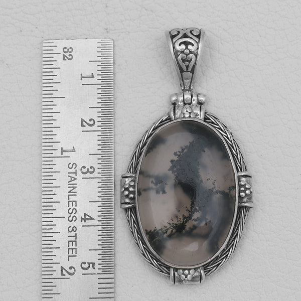 925 Sterling Silver Green Moss Agate Pendants