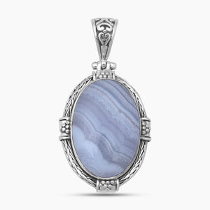 Blue Lace Agate Silver Pendants
