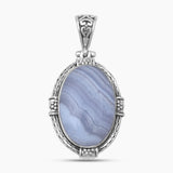 Blue Lace Agate Silver Pendants