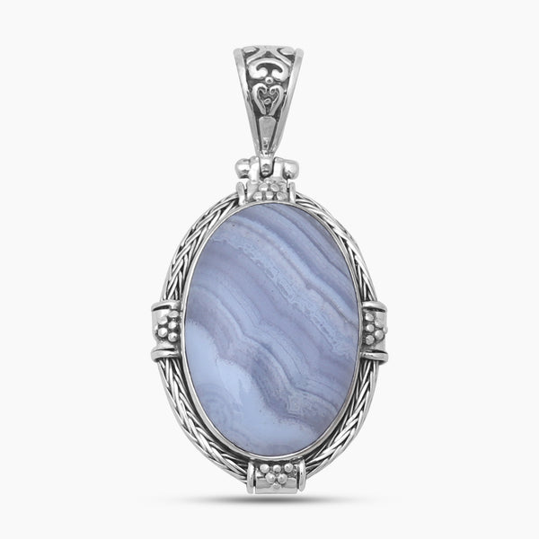 Blue Lace Agate Silver Pendants