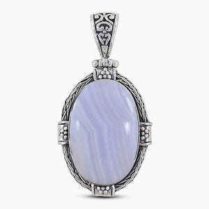 Blue Lace Agate Silver Pendants