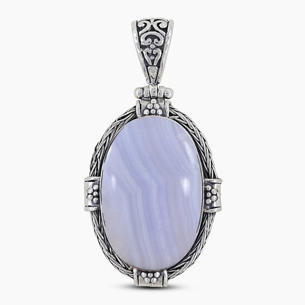 Blue Lace Agate Silver Pendants